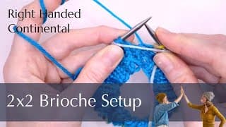 Get Started knitting Two Color Double Brioche Stitch Ribbing - RH knitting